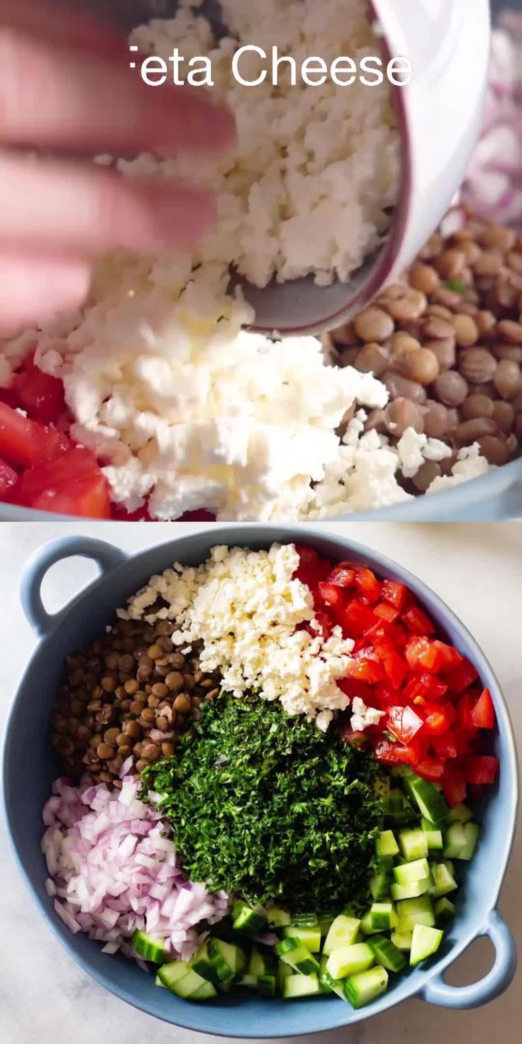 Easy Lentil Salad [Video] | Vegetarian recipes healthy, Whole food recipes, Recipes