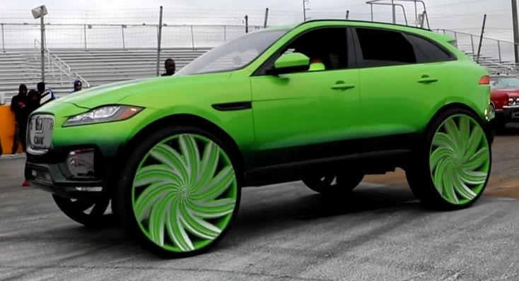 Oh, Yes, This Is A Slime Green Jaguar F-Pace On 32-Inch Rims | Carscoops | Jaguar, Classic cars, Jaguar car